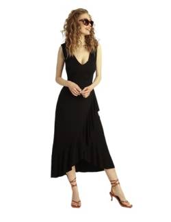 Madnezz House Flamenco Damenkleid, V-Ausschnitt, Midi-Länge, schwarz Farbe, Größe XL von Madnezz House