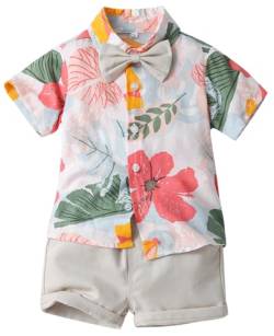 Maeau Baby Bekleidung Set Jungen 3 Teilige Hawaii Anzug Neugeborene Sommer Shirt Kurzen Ärmeln Knopf Strandhemd Baumwolle Stehkragen Tops Kleinkinder Hotpants Urlaub Kurze Hose Set 120 4-5 J von Maeau