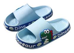 Maeau Badeschuhe Kinder Mädchen Jungen Duschschuhe rutschfest Sommer Badelatschen Dinosaurier Hausschuhe Badezimmer Strand Pool Weiche Flache Sohle Schlappen Pantoffeln Badeschlappen Blau 32-33 EU von Maeau