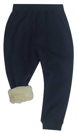 Maeau Fleece Hose Kinder Jungen Mädchen Jogginghose Gefüttert 3 4 Jahre 100 Sweathose Baumwolle Warme Hosen Thermo Dicke Winter Kleinkind Marineblauz Sporthose mit Taschen Jogger Pants Freizeithose von Maeau