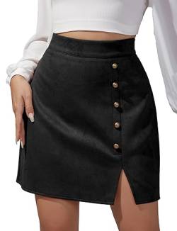 Maeau Minirock Damen Wildleder Bleistiftrock Kurz Faux Wildlederrock Velourlederimitat Einfarbig Skater Rock Damen Mini Umwickelt Röcke Winter Wildlederimitat Mini Rock Hohe Taille Winterrock M von Maeau