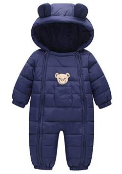 Maeau Schneeanzug Baby Winter Baby Winteranzug Mädchen Jungen Baby Overall Neugeborene 18-24 Monate Baby Kleidung Winter Strampler Jumpsuit Mit Kapuze Winter Spielanzug Blau von Maeau