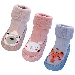 Maeau Socken Anti-Rutsch Baby Mädchen Baumwolle Schuhsocken Weiche Warme Socken Schuhe Baumwolle Winter Kleinkind Hüttenschuhe Gefüttert Neugeborene Plüsch Lauflernschuhe Rutschfeste 04 2.5-3 Jahre von Maeau