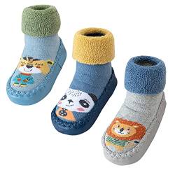 Maeau Socken Anti-Rutsch Baby Mädchen Baumwolle Schuhsocken Weiche Warme Socken Schuhe Baumwolle Winter Kleinkind Hüttenschuhe Gefüttert Neugeborene Plüsch Lauflernschuhe Rutschfeste 05 6-12 Monate von Maeau