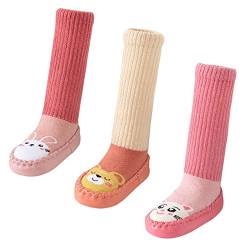 Maeau Socken Anti-Rutsch Baby Mädchen Baumwolle Schuhsocken Weiche Warme Socken Schuhe Baumwolle Winter Kleinkind Hüttenschuhe Gefüttert Neugeborene Plüsch Lauflernschuhe Rutschfeste 07 0-6 Monate von Maeau