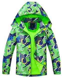 Maeau Softshelljacke Kinder Jungen Regenjacke Kinder Gefüttert Übergangsjacke Jungen Fleece Gefütterte Wanderjacke Outdoorjacke Gefütterte Jungen Winddicht Grün 140 von Maeau