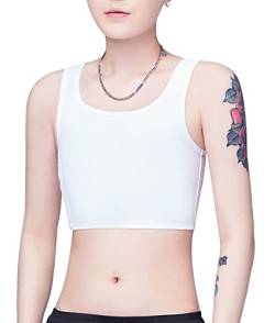 Maeau Unisex Tank Tops Binderbrust Korsetts Cosplay Buckle Brust Binder Body Shaper Weste für Lesbian Tomboy-3XL-Weiß von Maeau