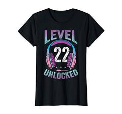 Damen Mädchen Gamerin Level 22 Jahre Geburtstagsshirt Zockerin T-Shirt von Mädchen Gamerin Geburtstag Coole Zocker Geschenke