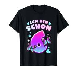 Geburtstag Mädchen 6 Jahre, Schmetterlinge und Nummer 6 T-Shirt von Mädchen Geburtstag by Content Design Studio