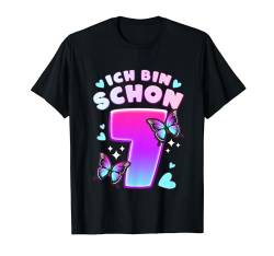 Geburtstag Mädchen 7 Jahre, Schmetterlinge und Nummer 7 T-Shirt von Mädchen Geburtstag by Content Design Studio