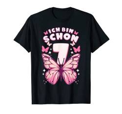 Geburtstag Mädchen 7 Jahre, Schmetterlinge und Nummer 7 T-Shirt von Mädchen Geburtstag by Content Design Studio