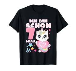 Geburtstag Mädchen 7 Jahre alt, Katze, Einhorn T-Shirt von Mädchen Geburtstag by Content Design Studio