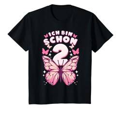 Kinder Geburtstag Mädchen 2 Jahre, Schmetterlinge und Nummer 2 T-Shirt von Mädchen Geburtstag by Content Design Studio