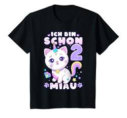 Kinder Geburtstag Mädchen 2 Jahre alt, Katze, Einhorn T-Shirt von Mädchen Geburtstag by Content Design Studio