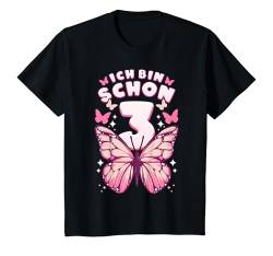 Kinder Geburtstag Mädchen 3 Jahre, Schmetterlinge und Nummer 3 T-Shirt von Mädchen Geburtstag by Content Design Studio