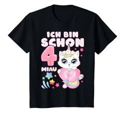Kinder Geburtstag Mädchen 4 Jahre alt, Katze, Einhorn T-Shirt von Mädchen Geburtstag by Content Design Studio