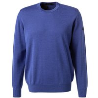 Maerz Herren Pullover blau Merinowolle unifarben von Maerz