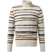 Maerz Herren Rollkragenpullover beige Merinowolle Gestreift von Maerz