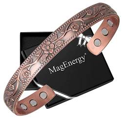 MagEnergy Magnetisches Kupferarmband für Damen, Kupferarmband für Arthritis, Schmerzlinderung, einstellbar und Schmuck-Geschenkbox von MagEnergy