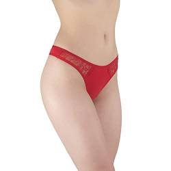 Magi Damen Tanga String aus Baumwolle mit Spitzen | Unterwäsche Made in EU | 3er Set (Schwarz/Rot/Schwarz, M) von Magi