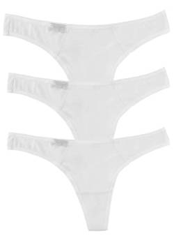 Magi Damen Tanga String aus Baumwolle mit Spitzen | Unterwäsche Made in EU | 3er Set (Weiß/Weiß/Weiß, S) von Magi