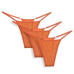 Magi Damen Tanga String aus Lycra Unterwäsche Made in EU 3er Set (Orange, L) von Magi