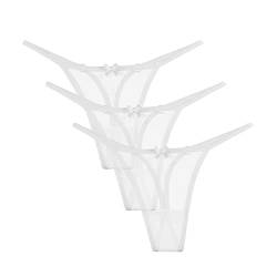 Magi Damen Tanga String aus Transperenter Tüll oder Spitze Unterwäsche Made in EU 3er Set (Weiß, S) von Magi