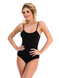 Magi Damenbody | Damen Body mit Spaghettiträger Brazillian Spitze Slip - S M L XL XXL Unterzieh-Body optimale Passform | Damen Bodysuit (Schwarz, XXL) von Magi