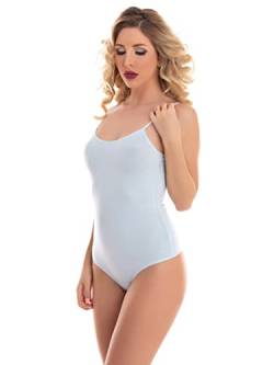 Magi Damenbody | Damen Stringbody mit Spaghettiträger - S M L XL Unterzieh-Body optimale Passform | Damen String Bodysuit für Frauen (Hellblau, M) von Magi