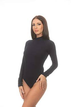 Magi Langarm Damen Body Bodysuit mit Halbkragen Basic Body mit Langen Ärmeln Größen (L, Dunkel Blau) von Magi