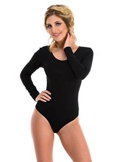 Magi Langarm Damenbody | Stringbody mit Rundhals |Overall Bodysuit Ballett Trikot für Frauen | Unterzieh-Body mit optimaler Passform | sportlicher Tanz-Body (L, Schwarz) von Magi