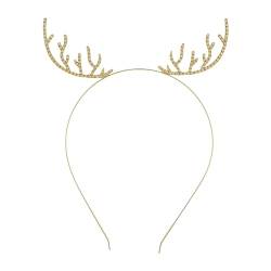 MagiDeal Weihnachten Stirnband Weihnachten Strass Stirnbänder Kopfbedeckung Kostüm Zubehör Haarband Haarreifen für dekorative Erwachsene Kinder, Golden von MagiDeal