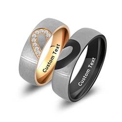 Personalisierte eingraviert benutzerdefinierte Name seine und ihre Ring Matching Heart Ringe für Paare Paar Ringe Set Liebe Frauen Versprechen Herren Frauen Männer von MagicDeer