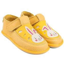 Magical Shoes Kindergartenschuhe Mädchen & Jungen, Kinderschuhe für Kita, Barfußschuhe Kinder, Lederschuhe, gesunde Hausschuhe, Gr. 28, Gaga – Rabbit Gelb von Magical Shoes