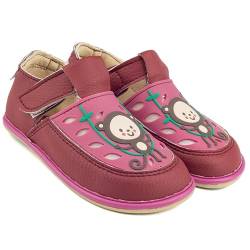 Magical Shoes Lauflernschuhe Mädchen, Kinderschuhe Kinder, Barfußschuhe, Krabbelschuhe für Baby Jungen, minimalistische Hausschuhe Leder, Gr. 23, Gaga – Monkey Pflaume Vegan von Magical Shoes