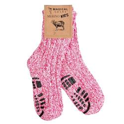 Magical Shoes Merino Socken mit breite Zehenbox für Kinder, Anti-Rutsch-Socken für Mädchen, Wollsocken Merino, warme Kindersocken, Merinosocken Made in EU, Pink, Gr. 19-22 von Magical Shoes