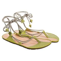 Magical Shoes Sommersandalen Damen, Riemchensandale aus Leder, Sandalen Barfuß Frauen, Schuhe Barefoot Sommer mit Nullabsatz, Sandals Women, Flache Damensandalen, Grün, Gr. 37, Moana von Magical Shoes