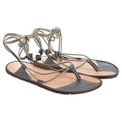 Magical Shoes Sommersandalen Damen, Riemchensandalen aus Leder, Sandalen Barfuß Frauen, Schuhe Barefoot für Sommer mit Nullabsatz, Damensandalen, Sandals Women, Grau, Gr. 38, Moana von Magical Shoes