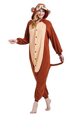 Magicalani Onesie Pyjama für Erwachsene - Unisex Tier Cosplay Nachtwäsche Weihnachten Halloween Kostüm, Affe, M von Magicalani