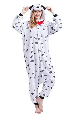 Magicalani Onesie Pyjama für Erwachsene - Unisex Tier Cosplay Nachtwäsche Weihnachten Halloween Kostüm, Dalmatiner, L von Magicalani