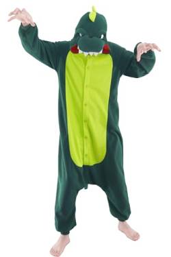 Magicalani Onesie Pyjama für Erwachsene - Unisex Tier Cosplay Nachtwäsche Weihnachten Halloween Kostüm, Dinosaurier (Grün), L von Magicalani