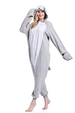 Unisex Erwachsene Tier Onesie Pyjama Damen Herren Anime Cosplay Nachtwäsche Einteiler Halloween Kostüm, Dichtung, M von Magicalani