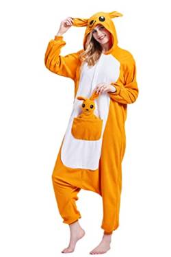 Unisex Erwachsene Tier Onesie Pyjama Damen Herren Anime Cosplay Nachtwäsche Einteiler Halloween Kostüm, Känguru, S von Magicalani