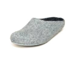 Magicfelt Filz-Hausschuh AP 701 aus Reiner Merino-Wolle | Pantoffeln für Damen & Herren mit Rutschfester Ledersohle - Unisex Schlappen für Erwachsene Light Grey | 45 von Magicfelt