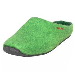 Magicfelt Filzhausschuh JU 720 für Damen & Herren - natürliche zweifarbige Merinowolle | Pantoffeln mit Rutschfester anatomischer Sohle | Unisex Hausschuh Green | 40 von Magicfelt