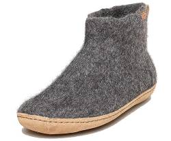 Magicfelt Filzstiefel ER731 aus Naturwolle - Damen & Herren Wollschuhe mit Ledersohle und anatomischen Fußbett Steinschaf Grau | 41 von Magicfelt