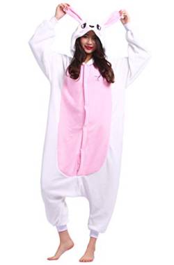 Magicmode Unisex Kigurumi Jumpsuit Tier Pyjamas Kostüm Fasching Onesie Damen Herren Karneval Cosplay Nachtwäsche, Kaninchen von Magicmode