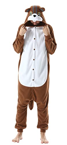 Magicmode Unisex Pyjamas Jumpsuit Tierkostüm Eichhörnchen Onesie Damen Herren Karneval Nachtwäsche von Magicmode