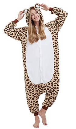 Magicmode Unisex Pyjamas Jumpsuit Tierkostüm Leopardenbär Onesie Damen Herren Karneval Nachtwäsche von Magicmode