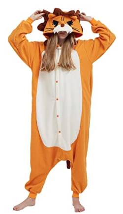 Magicmode Unisex Pyjamas Jumpsuit Tierkostüm Löwe Onesie Damen Herren Karneval Nachtwäsche von Magicmode